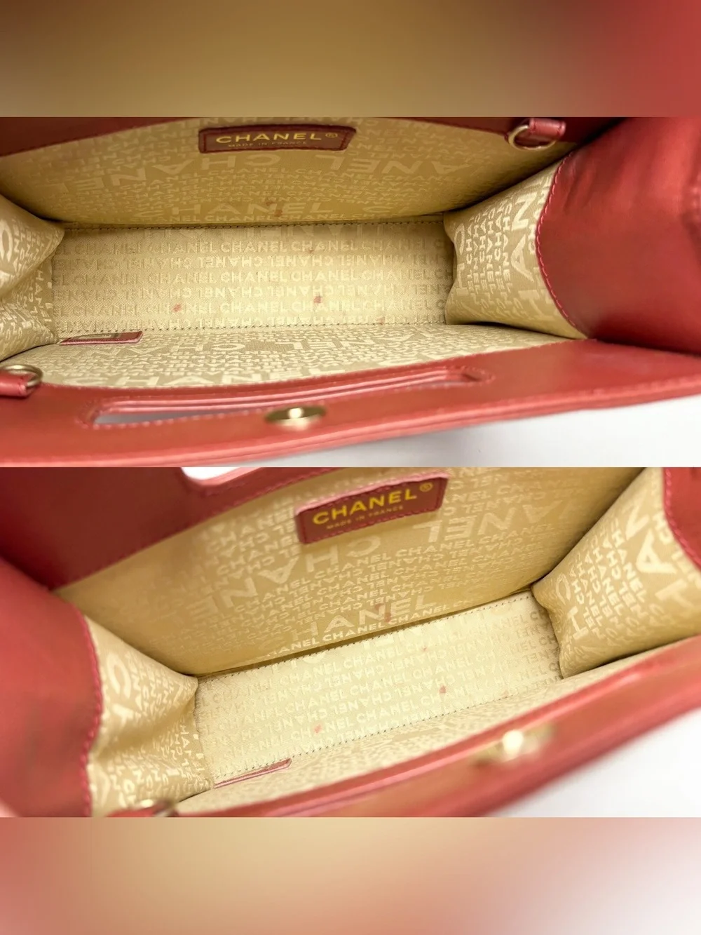 Chanel Chocolate Bar Handle Bag Red Lambskin Vintage 2003–2004 Authentic